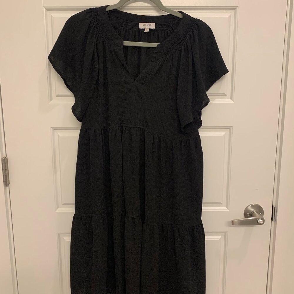 Umgee Black Flutter Sleeve Mini Dress